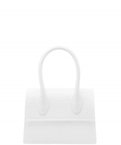 Fashion Smooth Croc Handle Bag PM0722-7156 WHITE